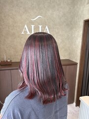 メッシュ/ハイライト/ボルドーカラー【間瀬】 | ALIA（アリア）小豆餅店 Life with hairstyles "体験"を豊かに彩る美容室 - 全席半個室×マンツーマン施術 浜松市中央区小豆餅 アイブロウ / アイラッシュ（待マツク・まつパー）・ネイルも展開